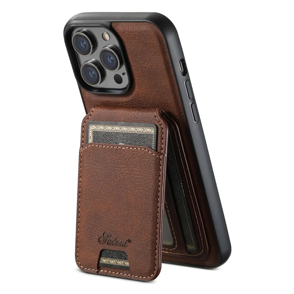 SUTENI H16 For iPhone 14 Pro Case Detachable Imprint Magnetic PU Leather Phone Shell - Brown - 2