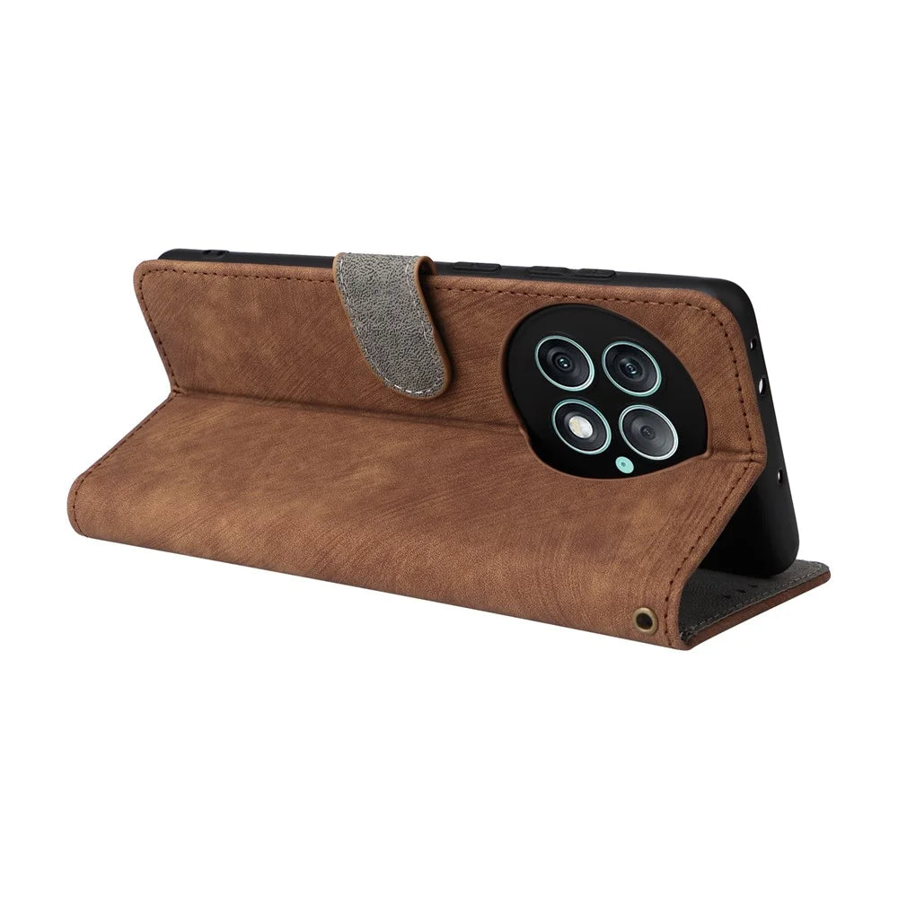 For OnePlus Ace 2 Pro 5G RFID Blocking Wallet Cell Phone Case PU Leather Shell with Strap - Brown - 4