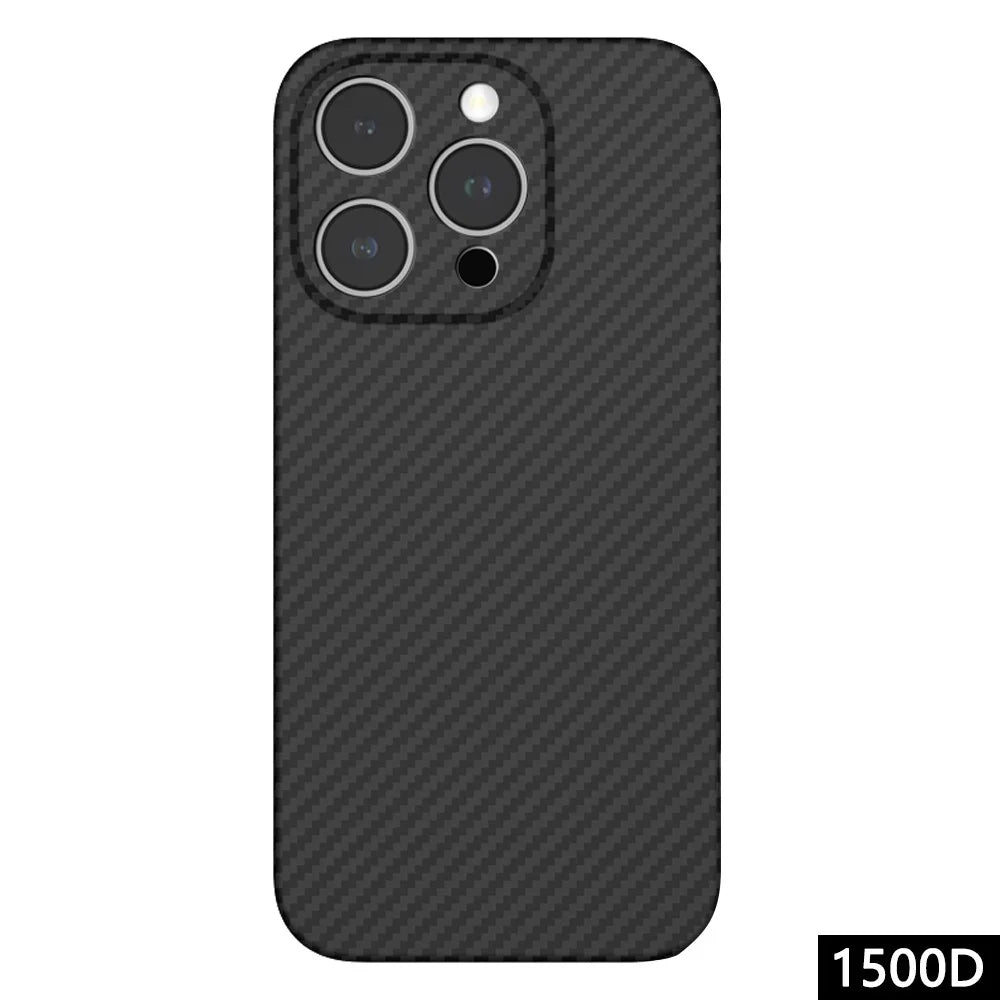 Phone Case for iPhone 15 Pro Max Cover Matte Black 1500D Coarse Texture Aramid Fiber Precise Cutout Shell - 1