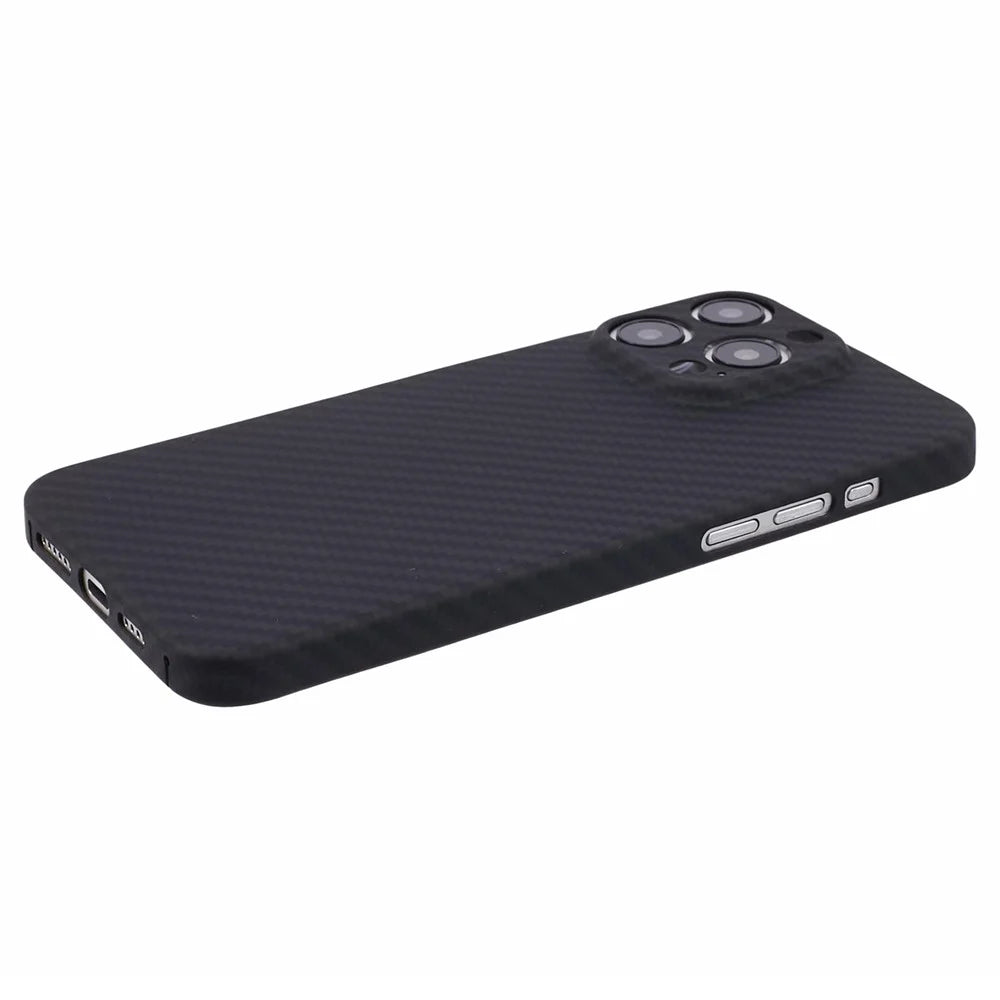 For iPhone 15 Pro Max Case 1500D Coarse Texture Aramid Fiber Phone Cover Compatible with MagSafe - Matte Black - 6