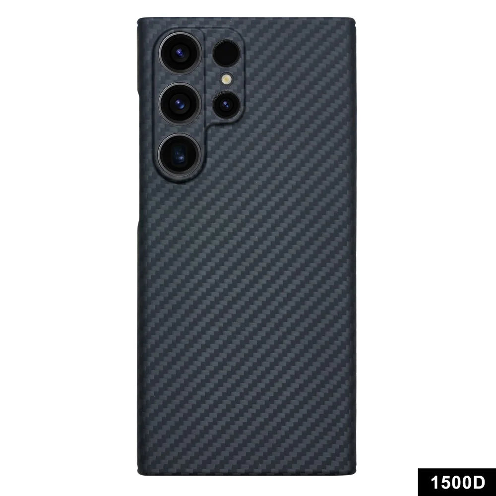 For Samsung Galaxy S23 Ultra Case 1500D Coarse Texture Aramid Fiber Anti-scratch Precise Cutout Phone Back Shell - Black - 1