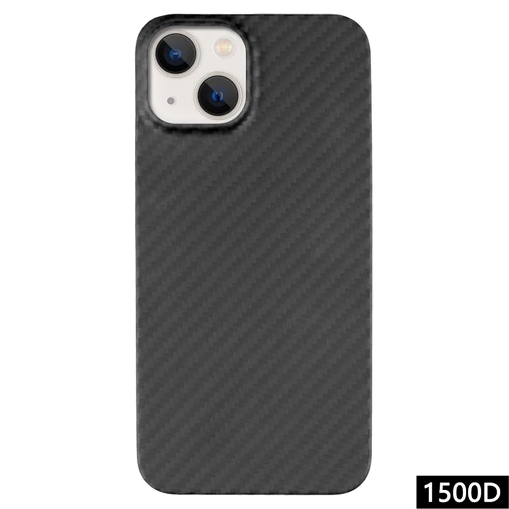 For iPhone 14 Plus Case 1500D Coarse Texture Big Lens Cutout Black Aramid Fiber Mobile Phone Shell - 1