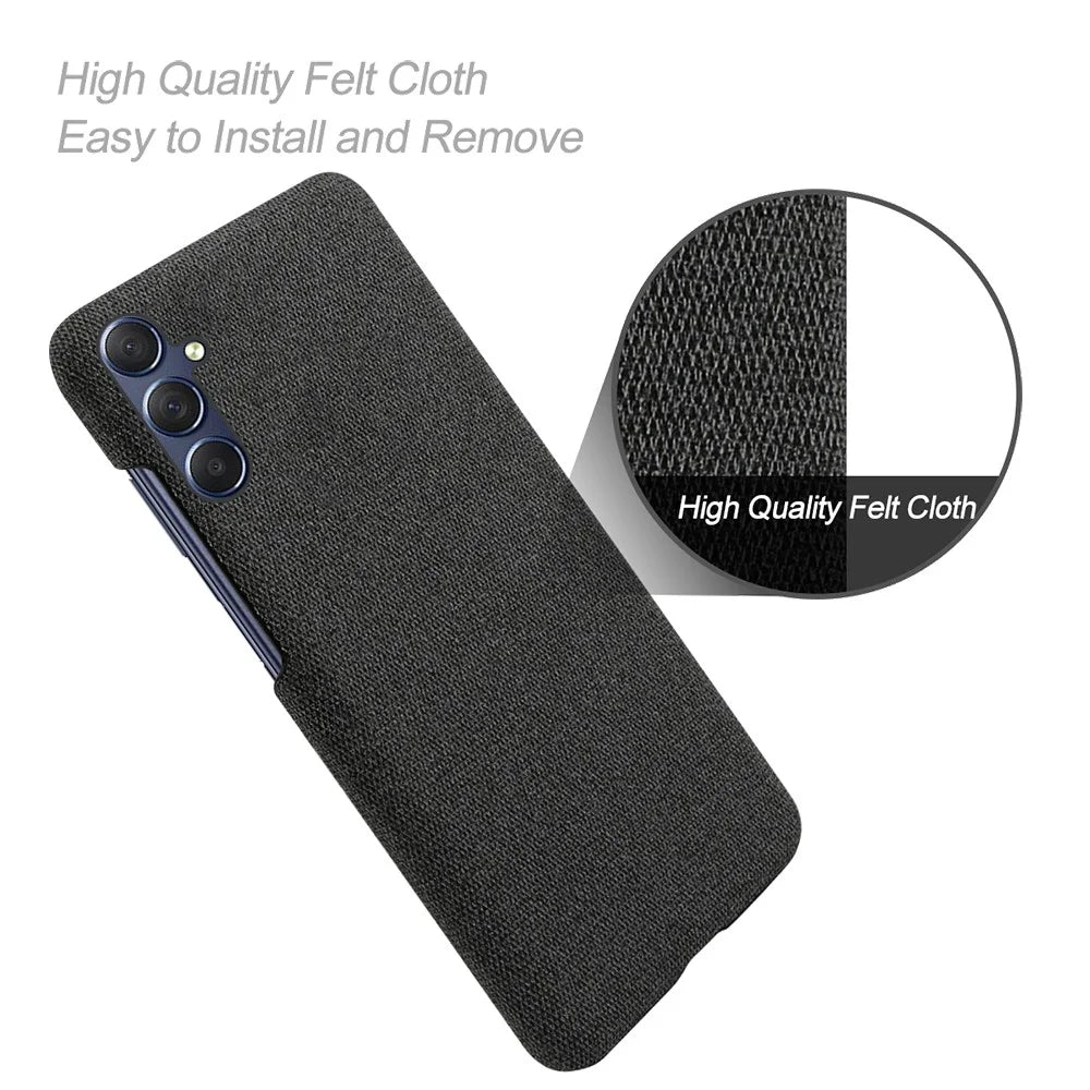 For Samsung Galaxy A15 5G Case Slim-fit Shockproof Cloth+PC Smartphone Cover - Black - 4