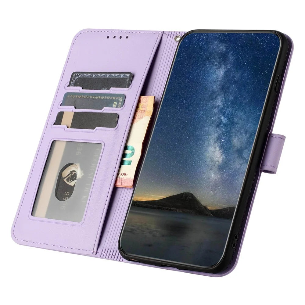 For Samsung Galaxy S24 Ultra Phone Cases Mandala Flower Leather Wallet Mobile Cover with Strap - Purple - 2