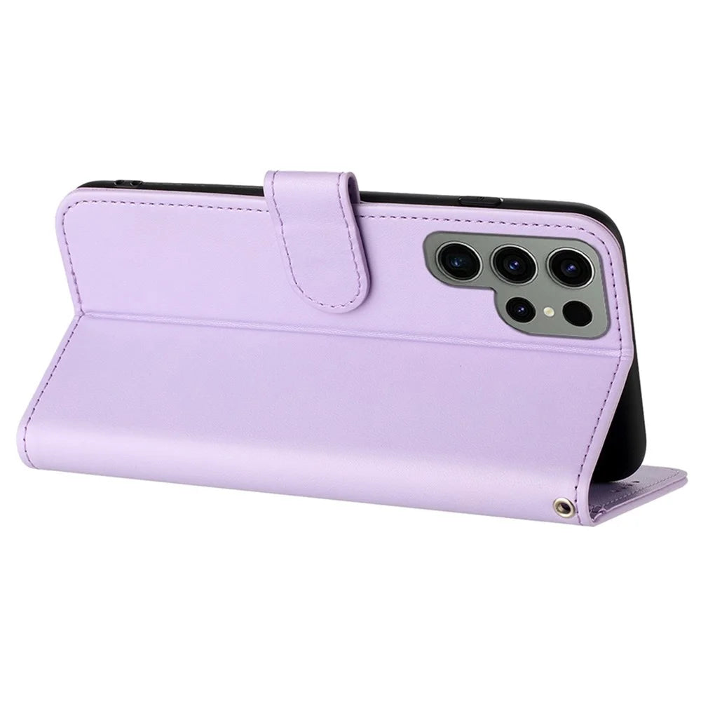 For Samsung Galaxy S24 Ultra Phone Cases Mandala Flower Leather Wallet Mobile Cover with Strap - Purple - 4