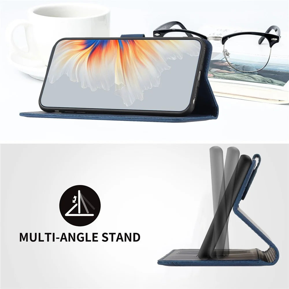 YX0030 For Samsung Galaxy S24+ Case Leather Phone Cover with Wallet Stand - Sapphire - 6