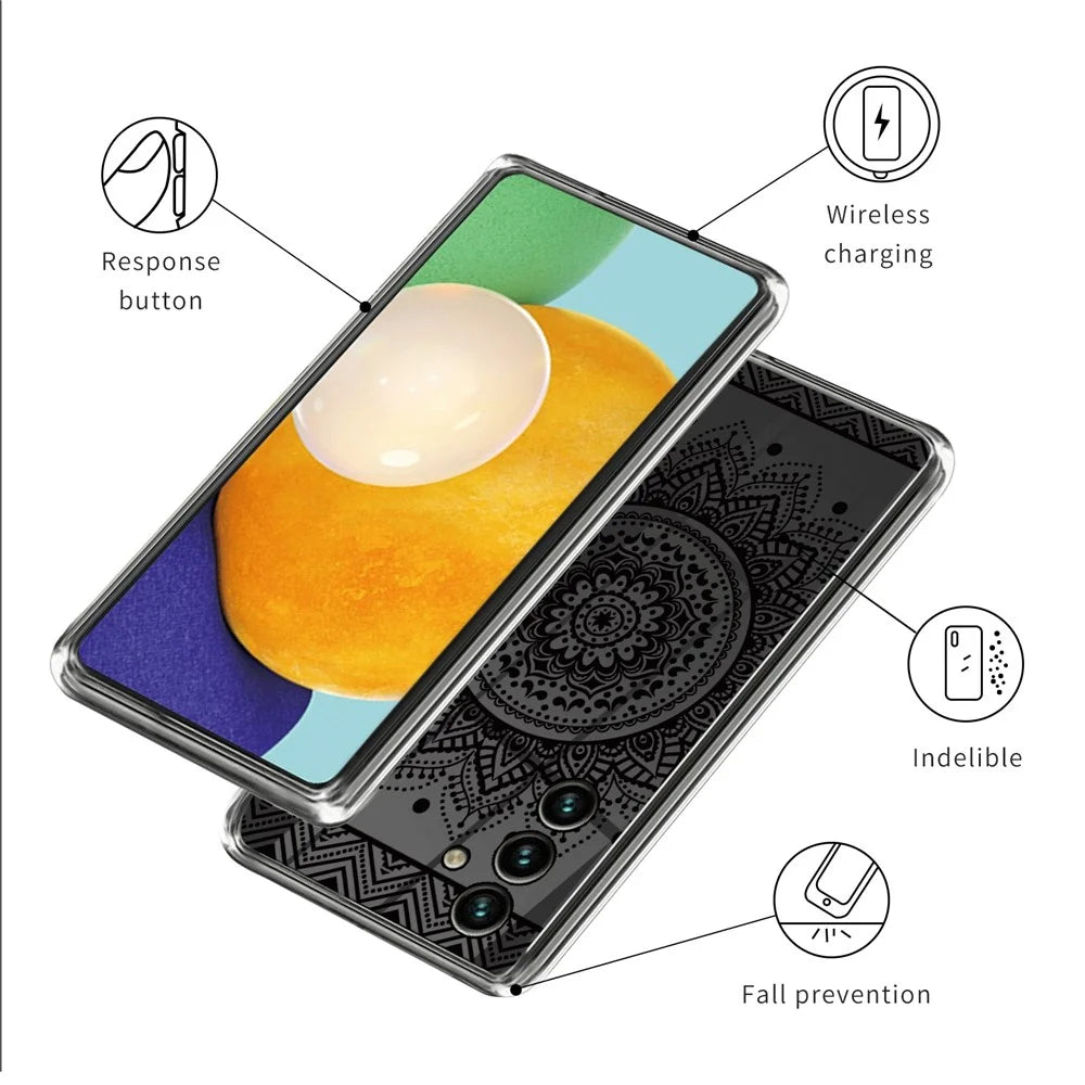 For Samsung Galaxy A25 5G (Global) (161.0 x 76.5 x 8.3mm) TPU Phone Case Anti-Scratch Pattern Printing Cover - Mandala Flower - 3
