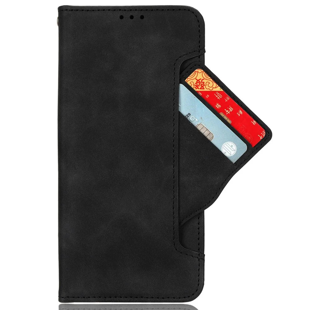 For TCL 40 Nxtpaper 4G Magnetic Phone Case PU Leather Stand Cover with Multiple Card Slots - Black - 2