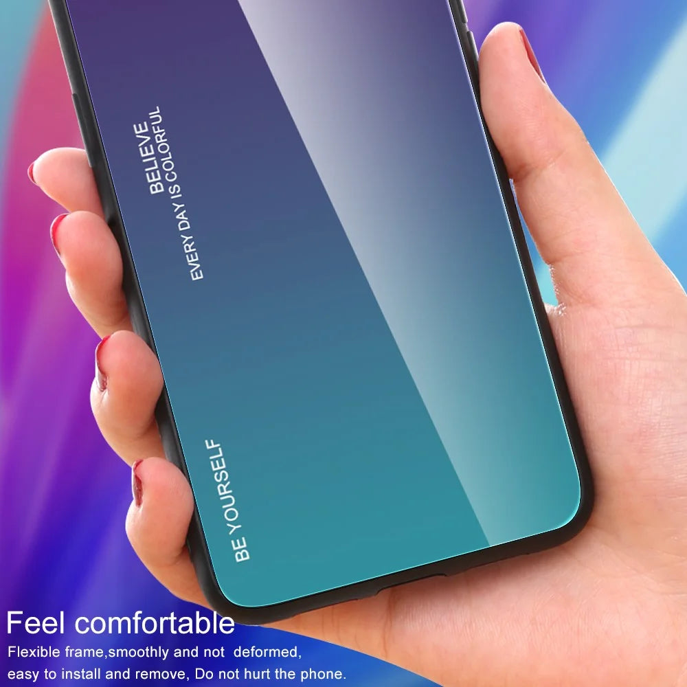 For Samsung Galaxy A15 4G Glass Case Gradient Color Shockproof Tempered Glass Back Cover - Red  /  Black - 3