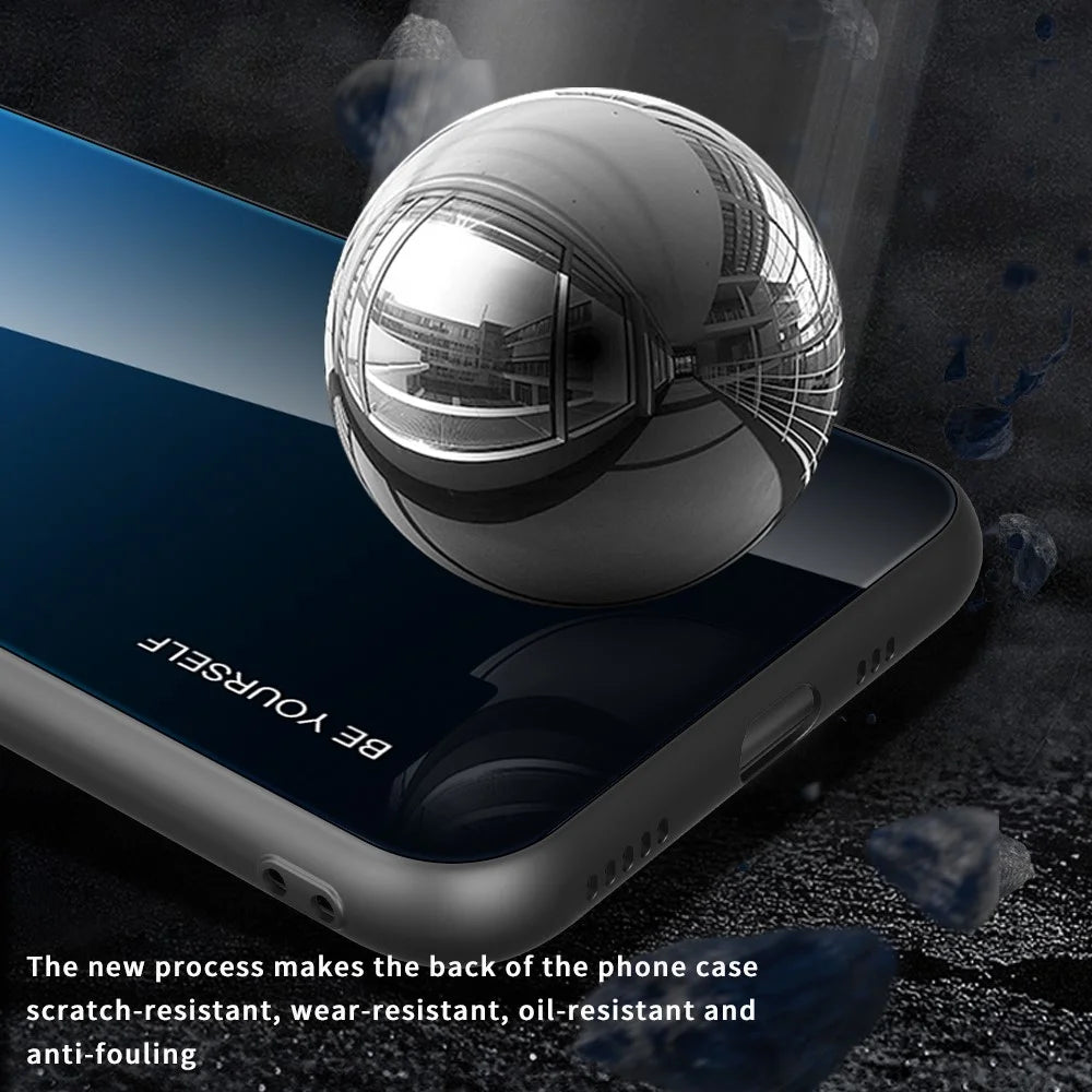 For Samsung Galaxy A15 4G Glass Case Gradient Color Shockproof Tempered Glass Back Cover - Red  /  Black - 4