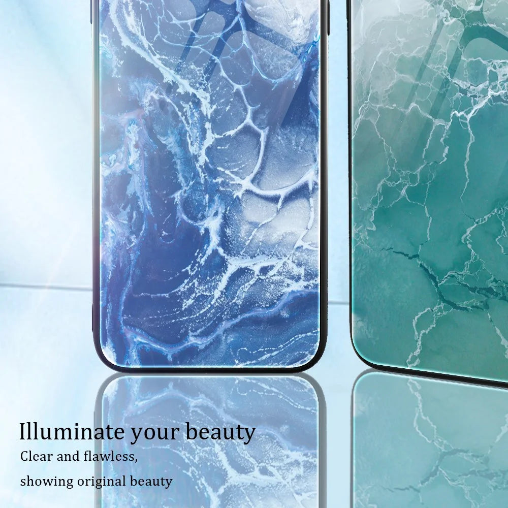 For Samsung Galaxy A35 5G Marble Pattern Case Tempered Glass+PC+TPU Phone Cover - DL05 - 4