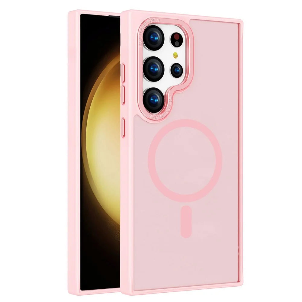 For Samsung Galaxy S24 Ultra Case Skin-Touch TPU+PC Phone Cover Magnetic Case - Pink - 1