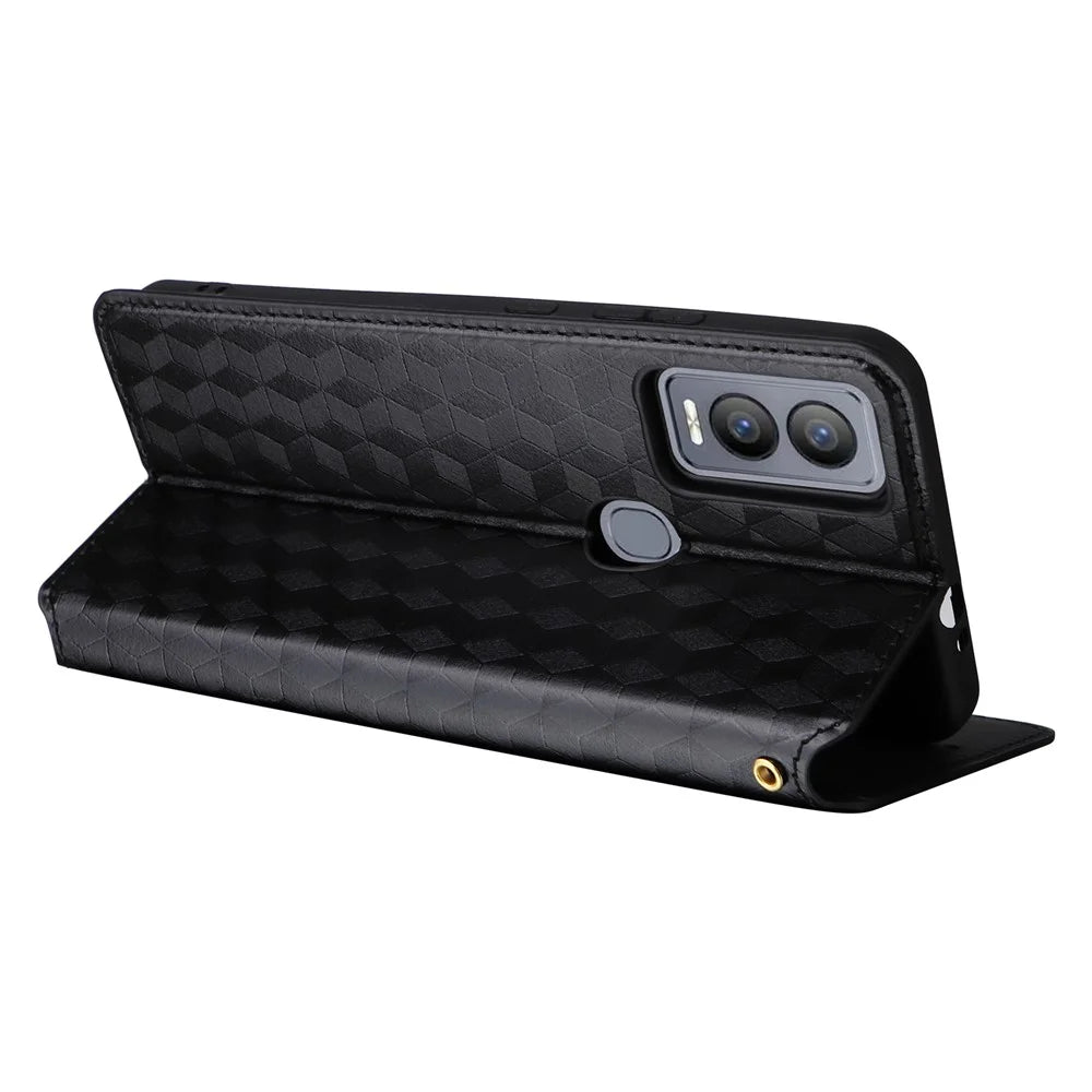 For Cricket Magic 5G / AT&T Propel 5G Leather Case Stand Magnetic Closure Phone Cover - Black - 4