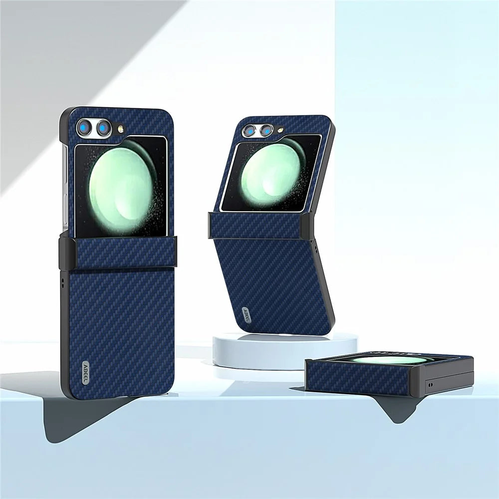 ABEEL For Samsung Galaxy Z Flip5 5G Phone Case Hinge Protection Carbon Fiber Texture Cover - Blue - 2