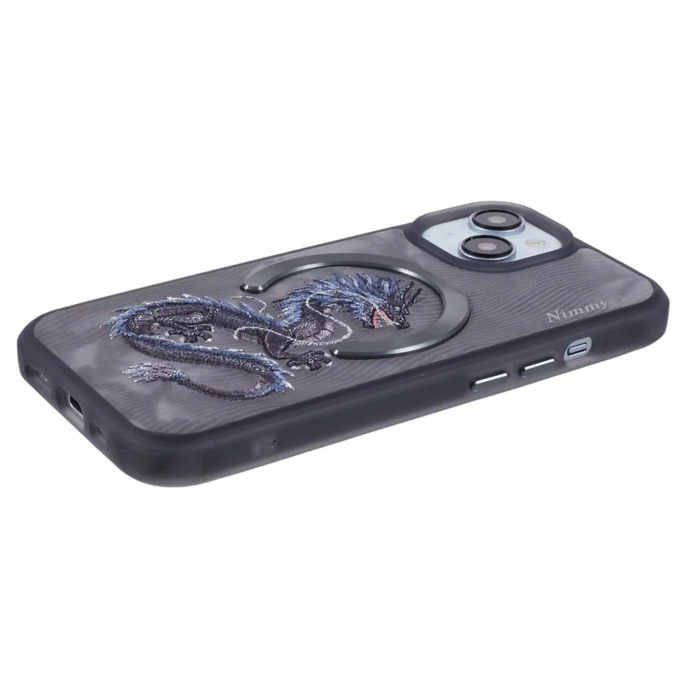 NIMMY For iPhone 15 Embroidery Case Compatible with MagSafe Shockproof Phone Cover - Dragon - 5