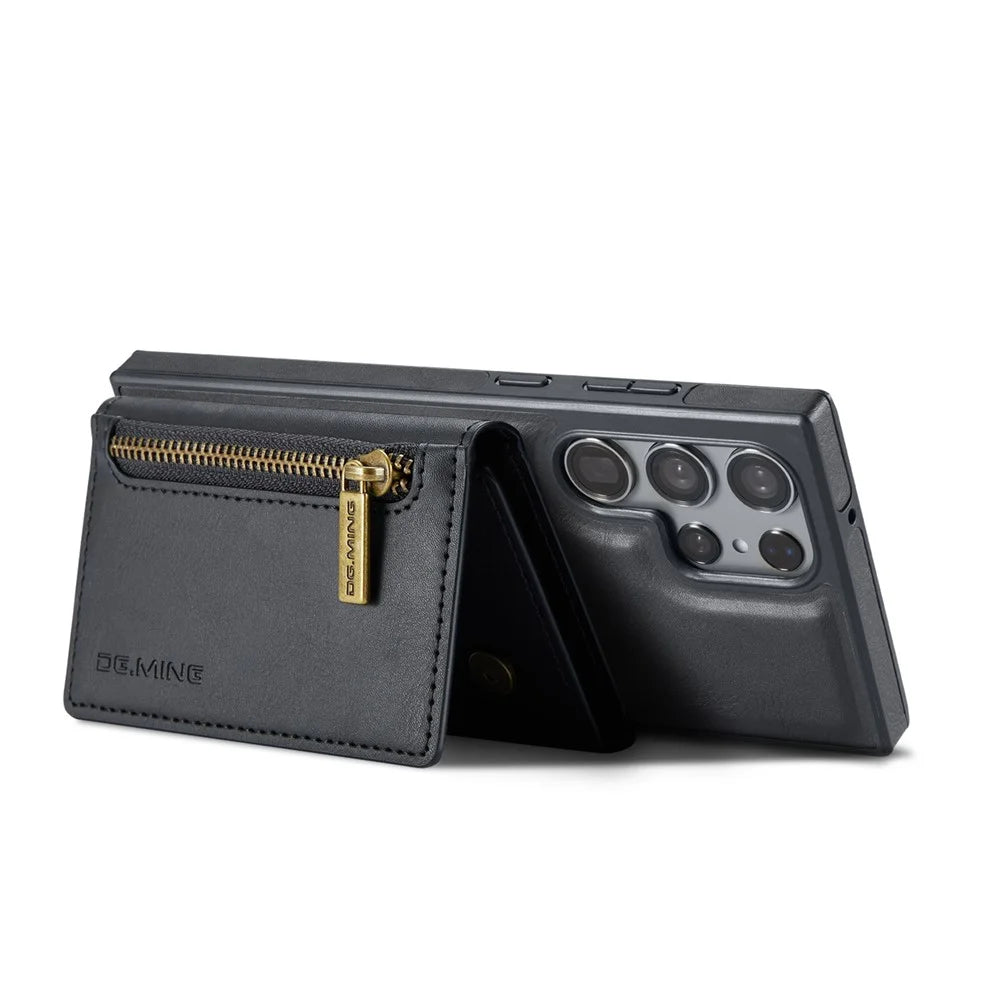 DG.MING M5 Series For Samsung Galaxy S24 Leather Phone Case Magnetic Detachable Wallet Cover - Black - 2