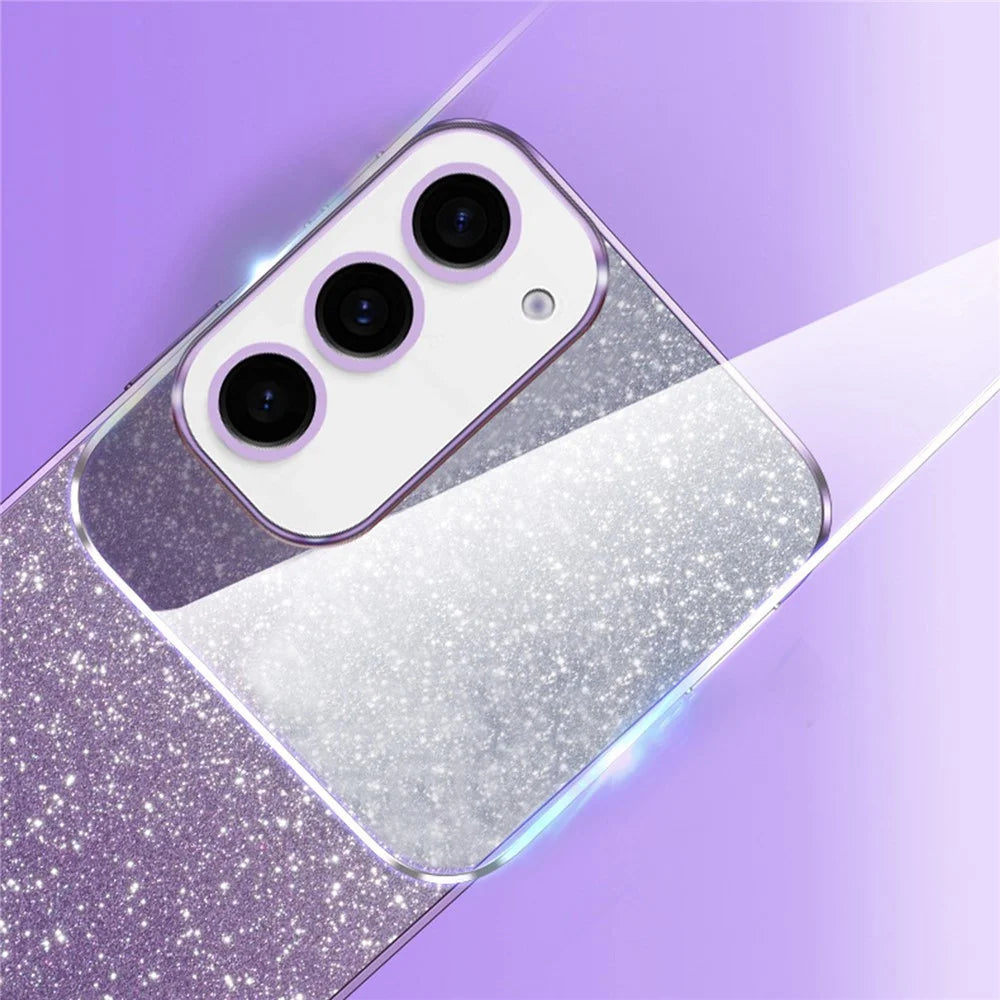 For Samsung Galaxy S24 Case 6D Electroplating Glitter Powder TPU Phone Cover - Pink - 2