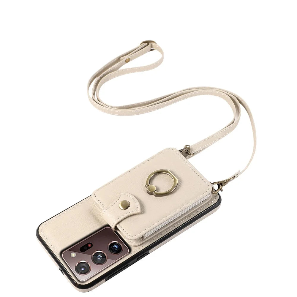 For Samsung Galaxy Note20 Ultra 5G / Note20 Ultra Case TPU+PU Leather Card Holder Kickstand Phone Cover - Beige - 5
