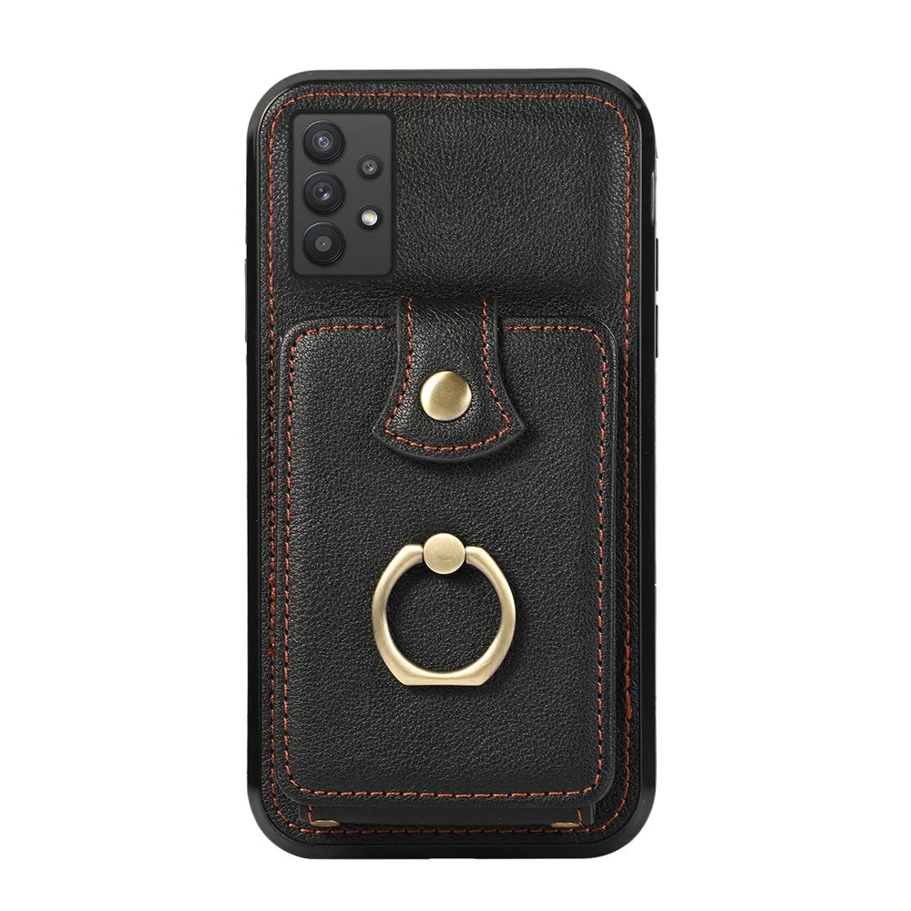 For Samsung Galaxy A53 5G Case Kickstand TPU+PU Leather Phone Cover with Card Holder - Black - 2