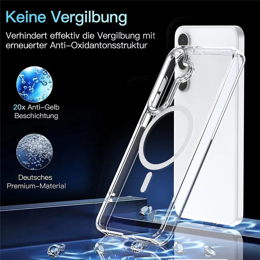 For Samsung Galaxy S24+ Clear Case Anti-Drop TPU+PC Phone Cover Magnetic Case - Black - 2