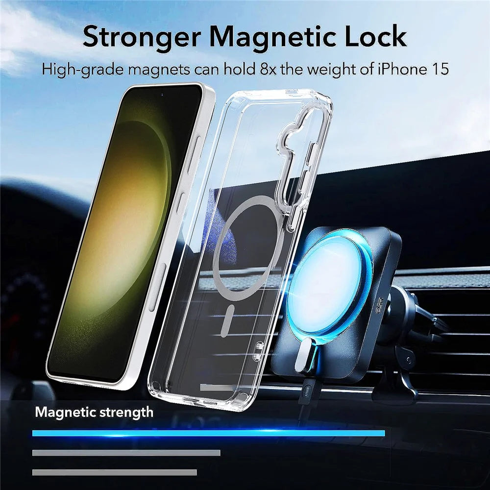 For Samsung Galaxy S24+ Clear Case Anti-Drop TPU+PC Phone Cover Magnetic Case - Black - 3