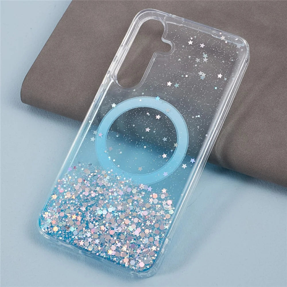 JTW Series For Samsung Galaxy S24 TPU+Acrylic Case Drop-proof Epoxy Phone Cover Magnetic Case - Blue - 3