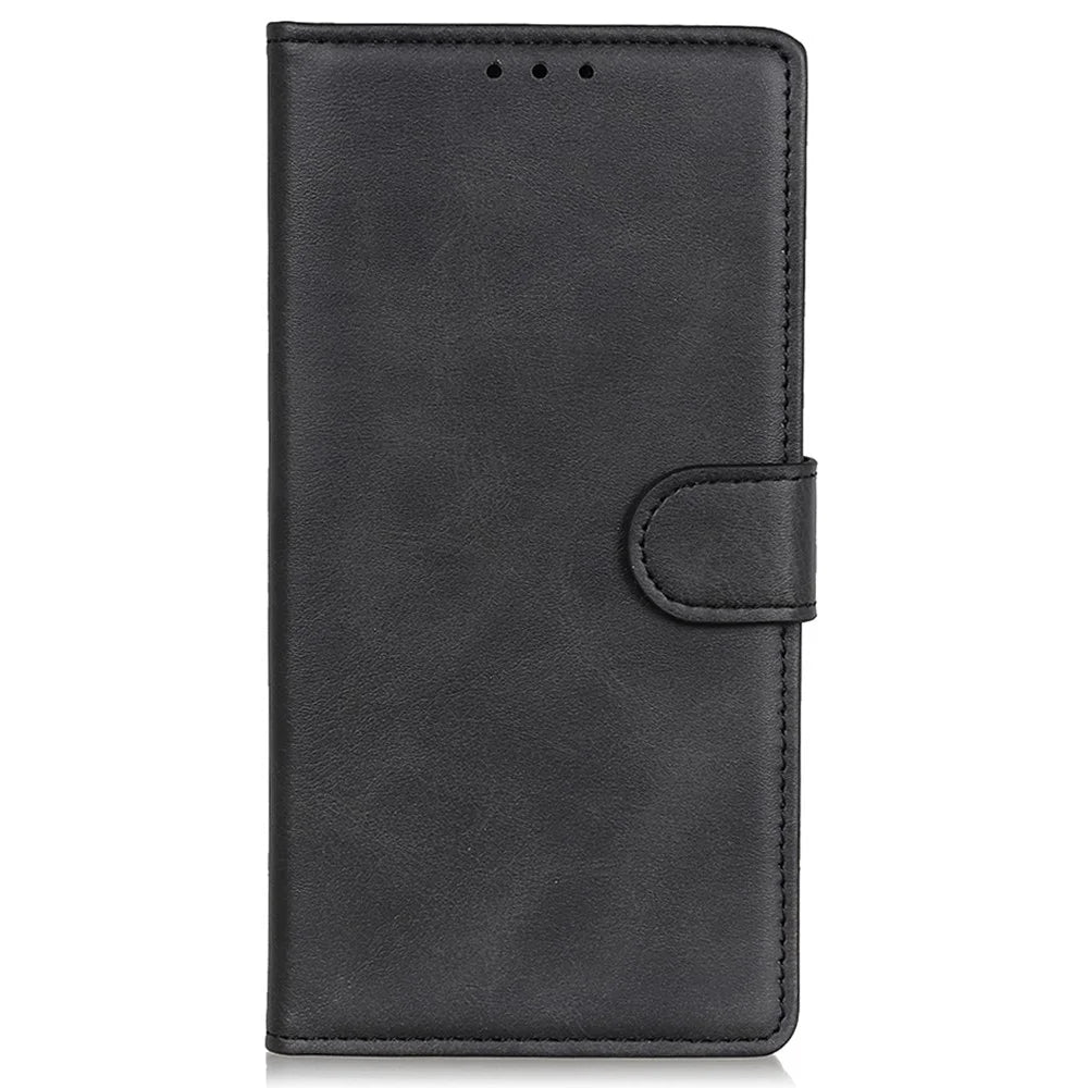 For Samsung Galaxy A35 5G Leather Phone Case Magnetic Folio Stand Cover - Black - 6