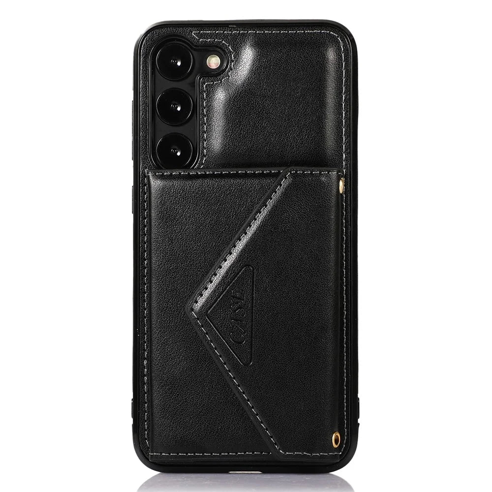 For Samsung Galaxy A54 5G Cell Phone Case Leather+TPU Crossbody Cover with Card Holder - Black - 7