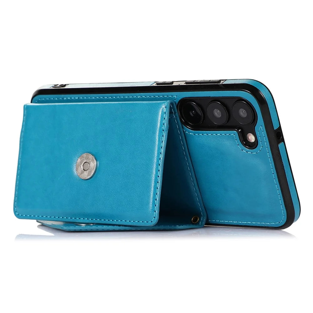 For Samsung Galaxy A34 5G Case Triangle Lid Card Bag Leather+TPU Crossbody Phone Cover - Blue - 2