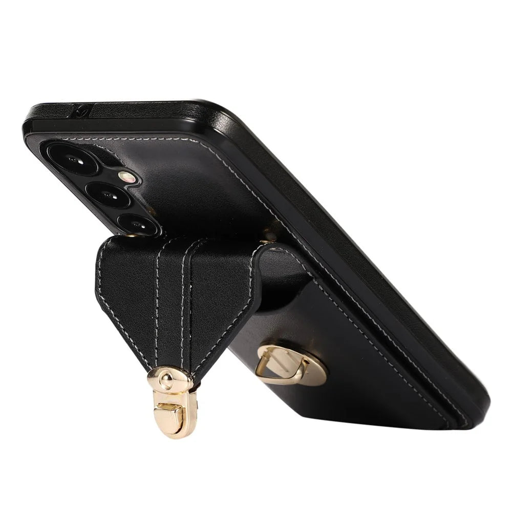 For Samsung Galaxy A54 5G PU Leather+TPU Cover Phone Case with Kickstand Card Holder - Black - 2