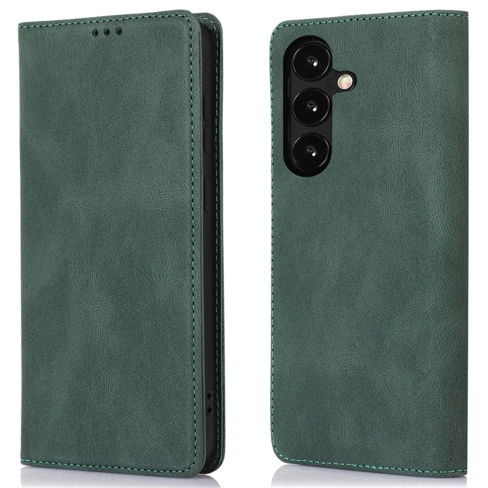 For Samsung Galaxy A14 5G / 4G Magnetic Stand Wallet Cover TPU+PU Leather Cell Phone Case - Green - 1