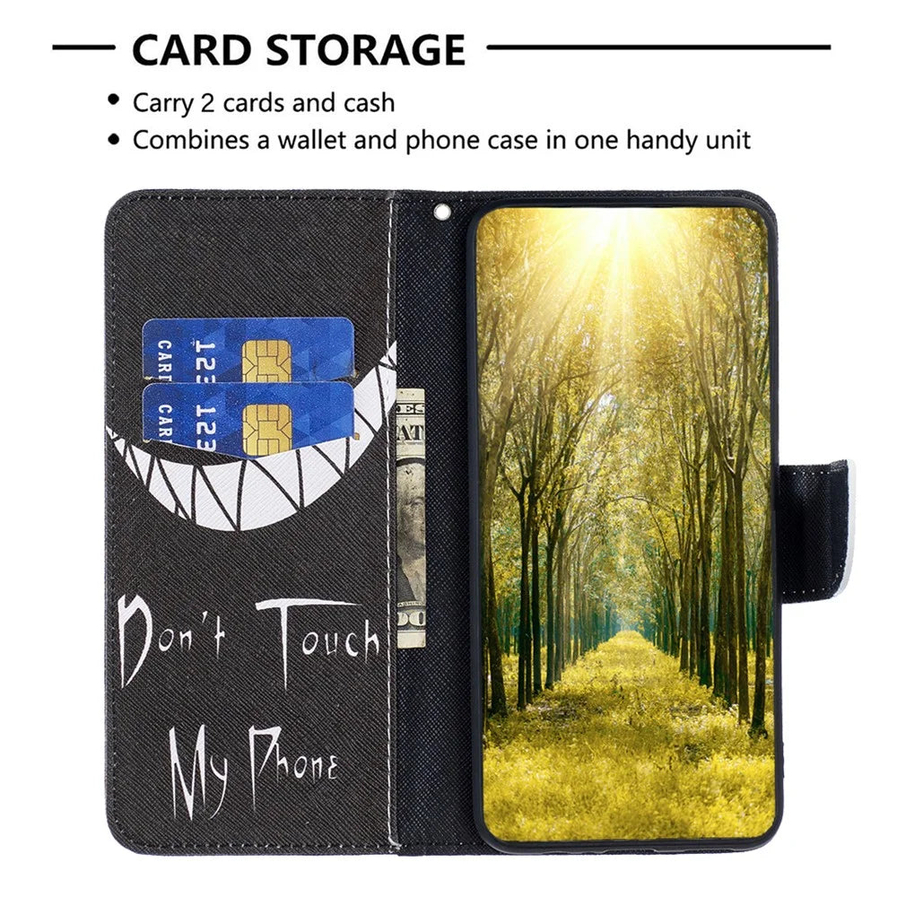 For Samsung Galaxy A55 5G PU Leather Flip Cover Pattern Printing Phone Case - Don't Touch My Phone - 3
