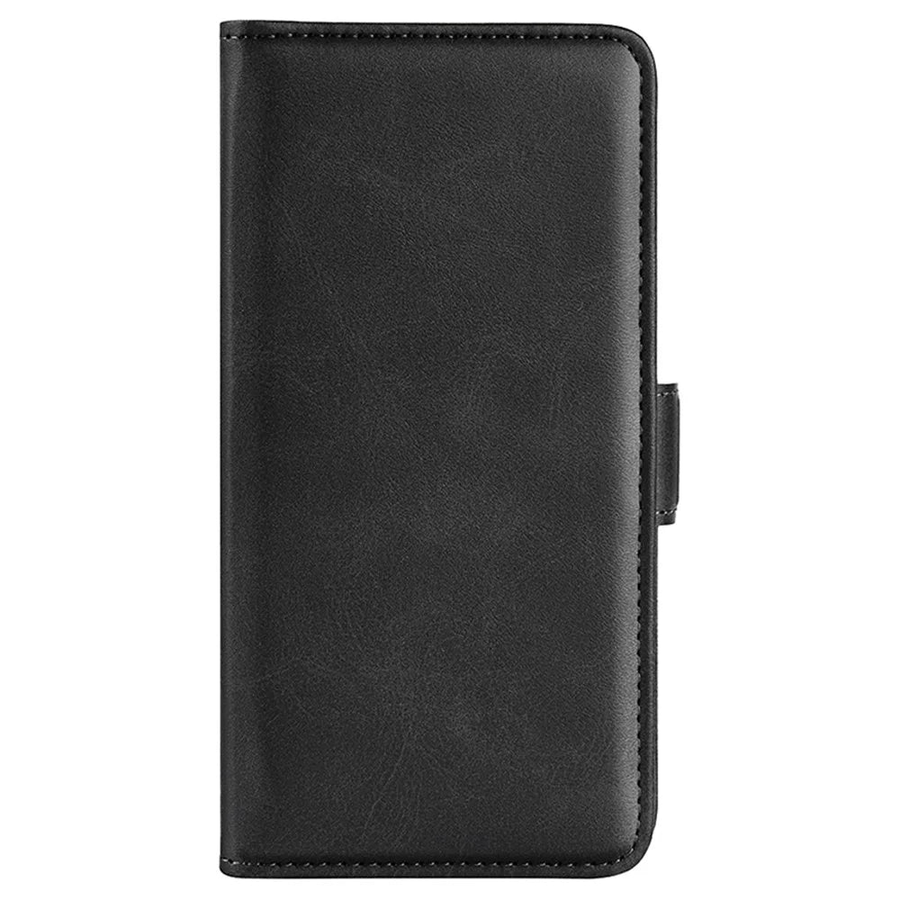 For Samsung Galaxy S24 Ultra Case PU Leather Dual Magnetic Clasp Protective Cover - Black - 6