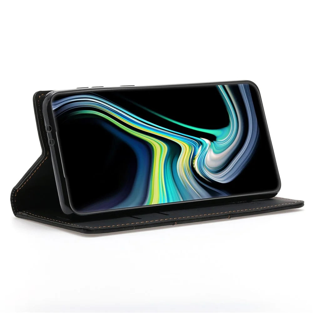 For Samsung Galaxy S24 Ultra Case Auto Closing Magnetic Phone Wallet Cover - Black - 3
