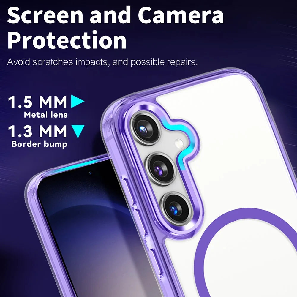 For Samsung Galaxy S24+ Clear Case Shockproof PC + TPU Phone Cover Magnetic Case - Purple - 4