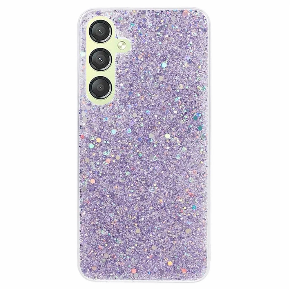 For Samsung Galaxy S24+ Case Anti-scratch Glittery Phone TPU Cover - Purple - 1