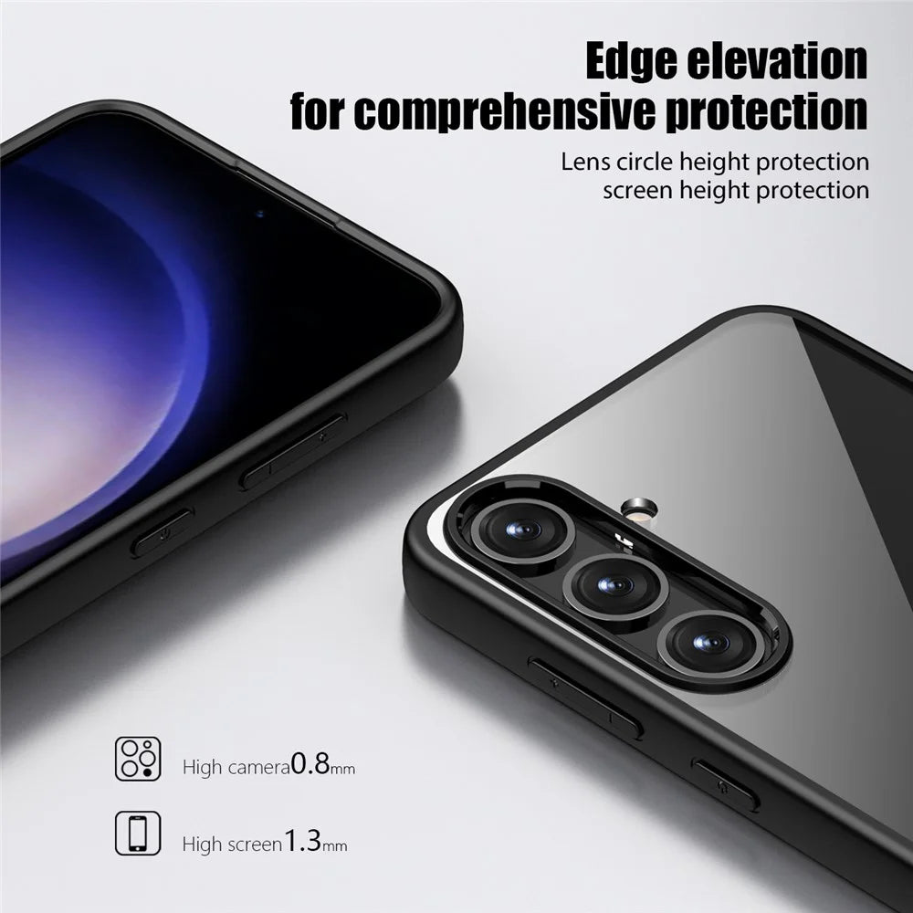 For Samsung Galaxy S24+ Case Crystal Clear Hard PC+Soft TPU Phone Cover - Black - 5