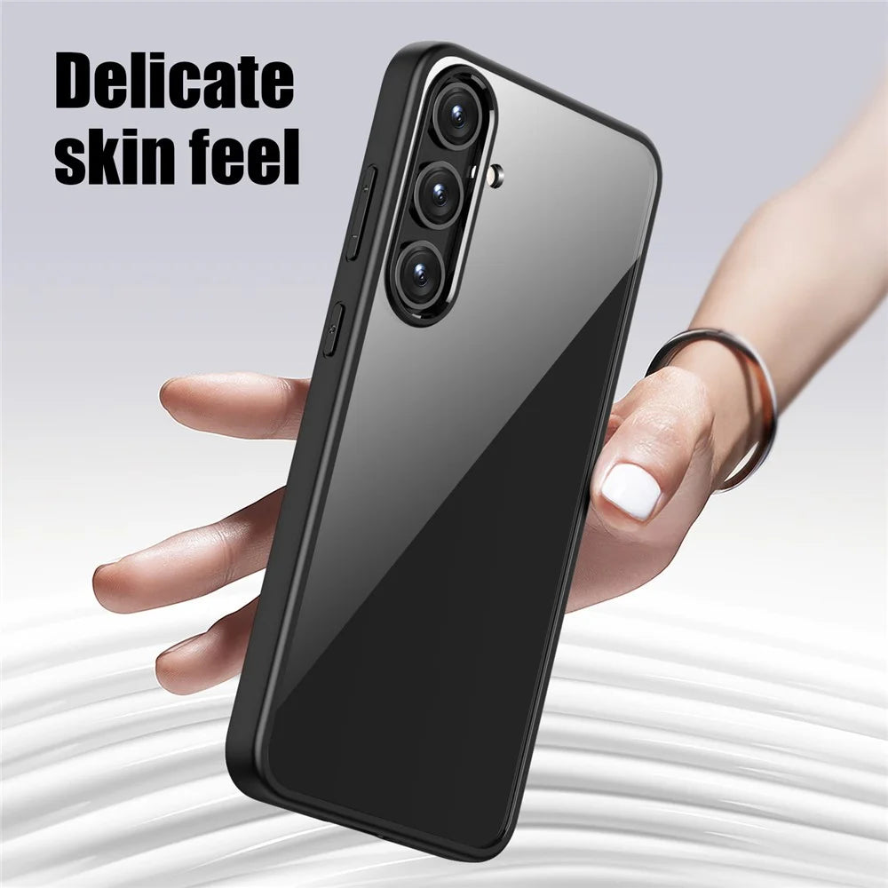 For Samsung Galaxy S24+ Case Crystal Clear Hard PC+Soft TPU Phone Cover - Black - 6