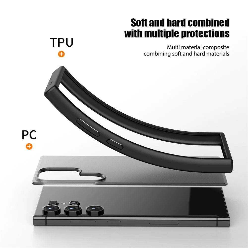 Magic Series for Samsung Galaxy S24 Ultra Case Drop-proof Matte TPU+PC Phone Guard Cover - Black - 5