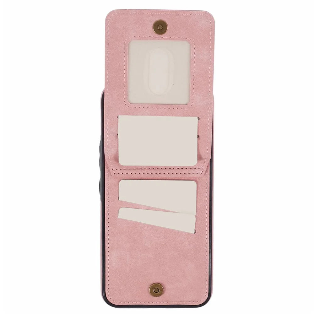 For Samsung Galaxy A14 5G /  A14 4G Case Retro PU+TPU Zippered Wallet Phone Cover - Pink - 4