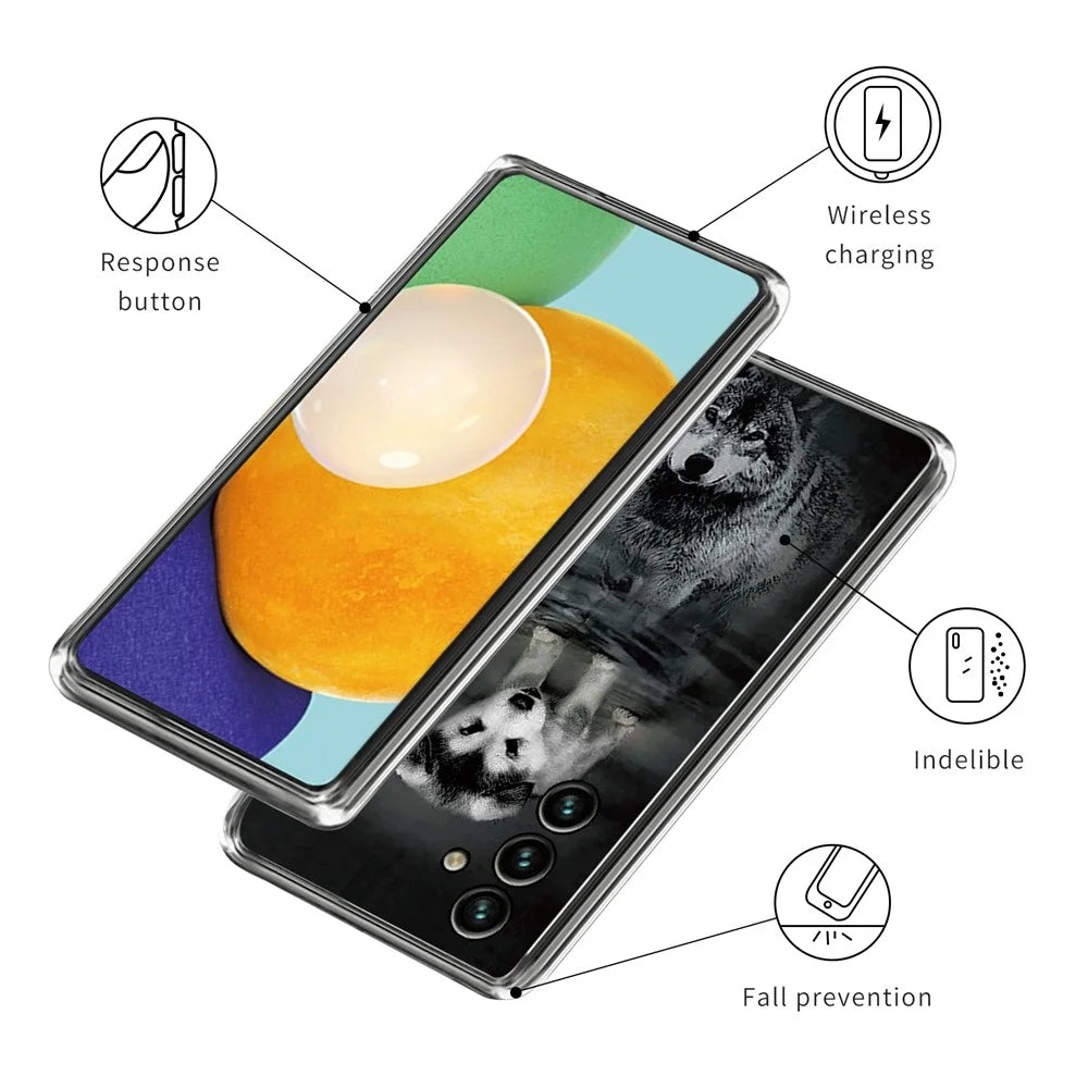 For Samsung Galaxy A55 5G Case Pattern Printed TPU Slim Phone Cover - Dog and Wolf - 3