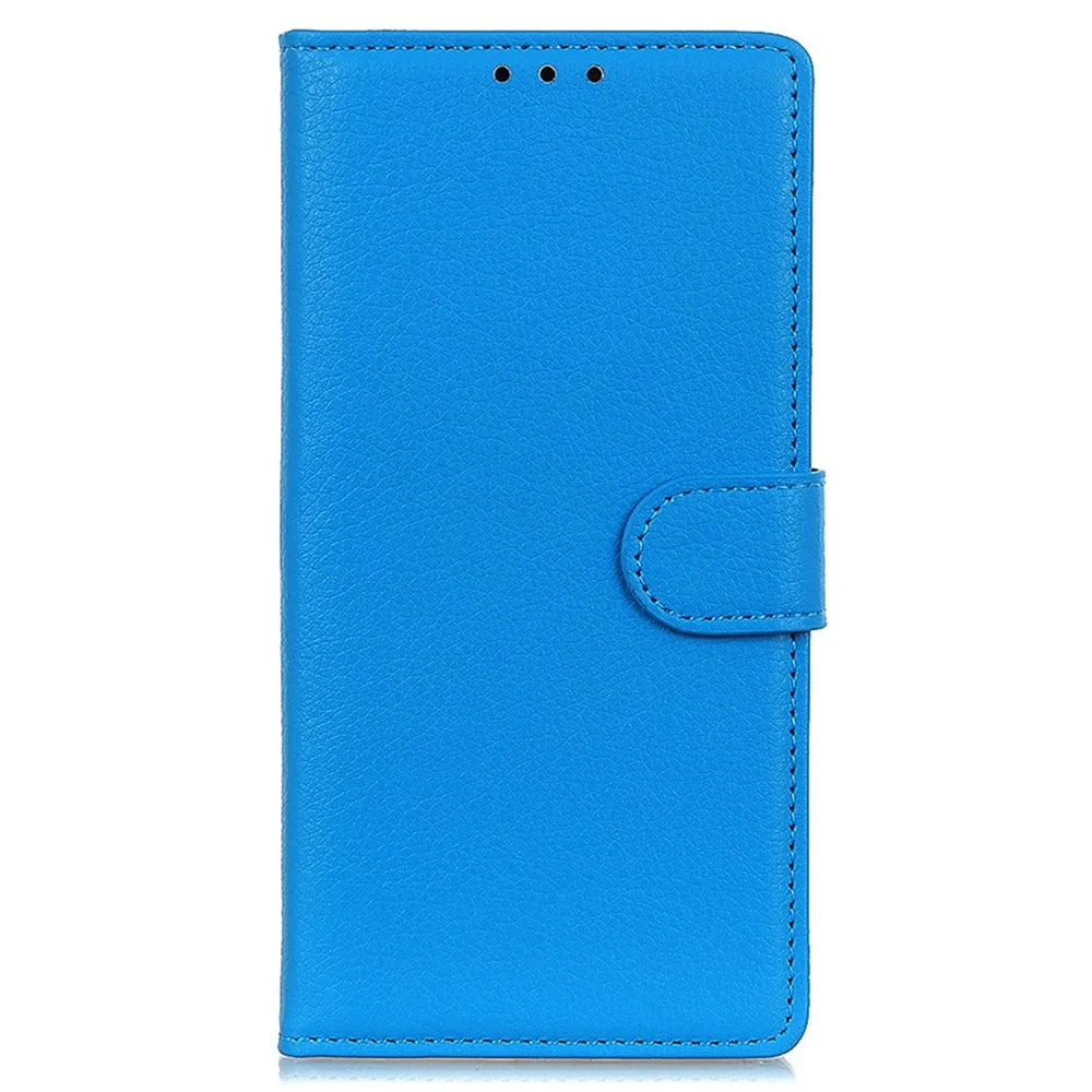 For Samsung Galaxy A55 5G Cell Phone Case PU Leather Wallet Drop-proof Phone Stand Cover - Blue - 6