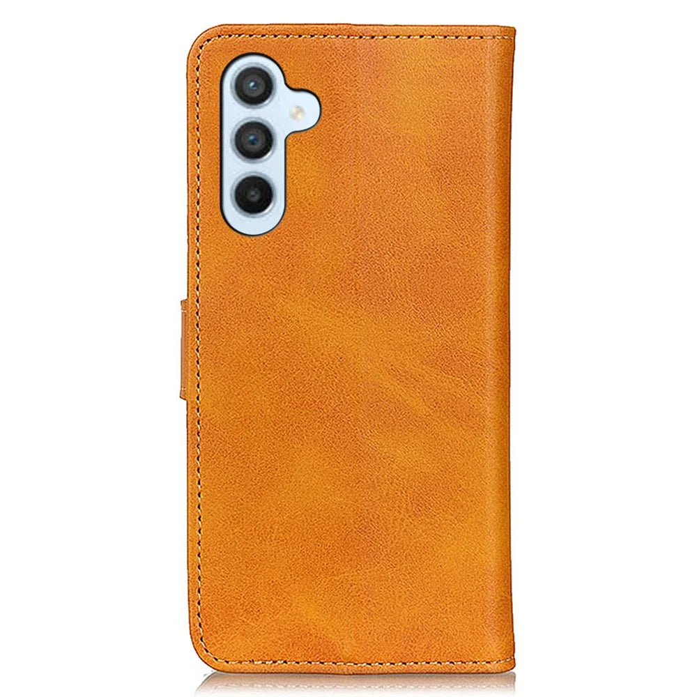 For Samsung Galaxy A55 5G PU Leather Mobile Phone Case Magnetic Stand Cover - Brown - 7