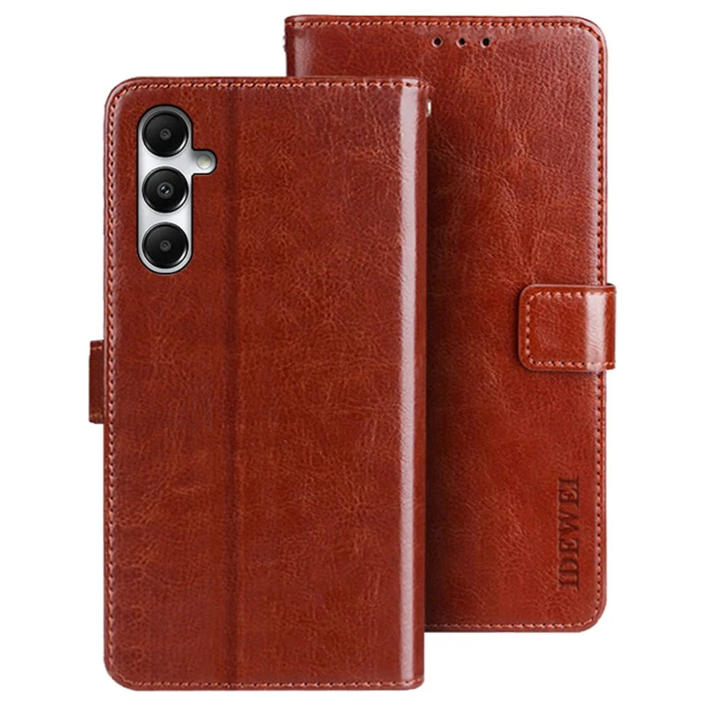 IDEWEI For Samsung Galaxy S23 FE Crazy Horse Pattern Leather Case - Brown - 1