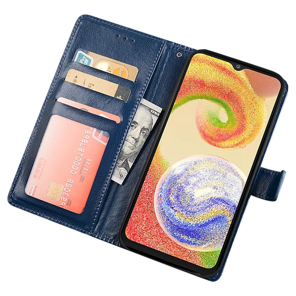 IDEWEI For Samsung Galaxy S23 FE Phone Case Leather Flip Cover with Stand and Photo Slot - Blue - 2