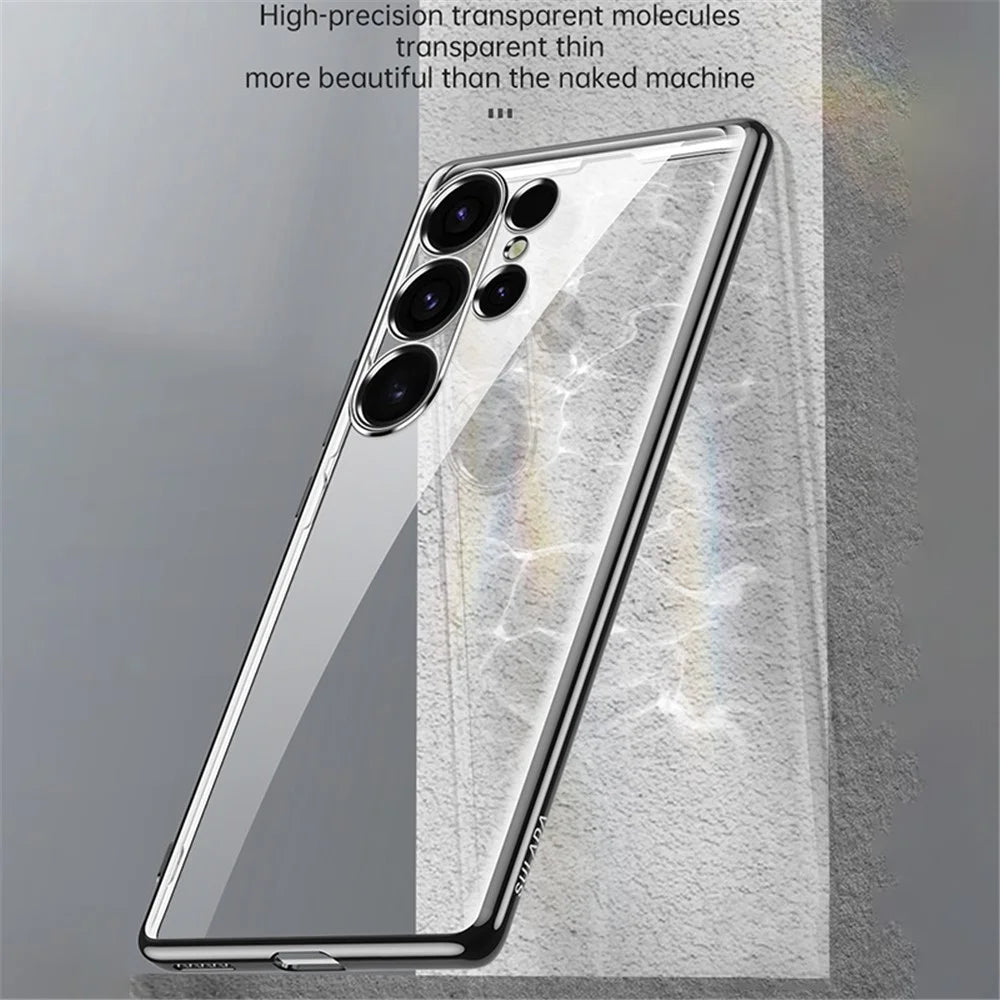SULADA For Samsung Galaxy S24+ Clear Case Ultra-Thin Electroplated Edge TPU Cover - Black - 3