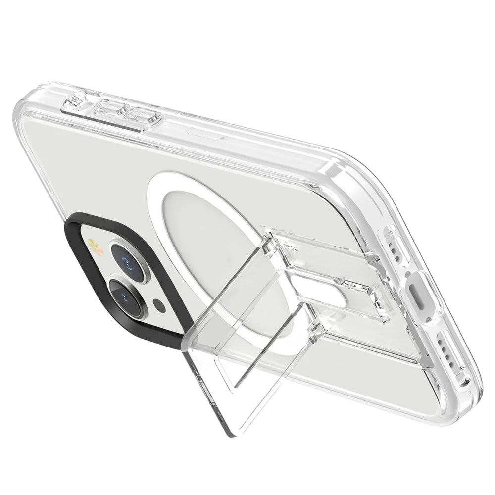 For iPhone 15 Case Compatible with MagSafe TPU+PC Back Cover - Black+Transparent+White - 2
