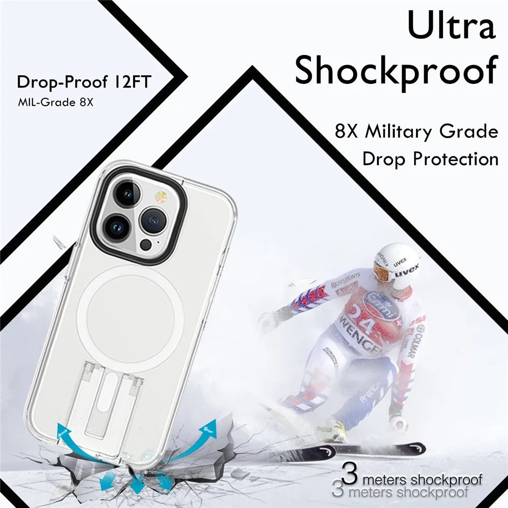 For iPhone 15 Case Compatible with MagSafe TPU+PC Back Cover - Black+Transparent+White - 7