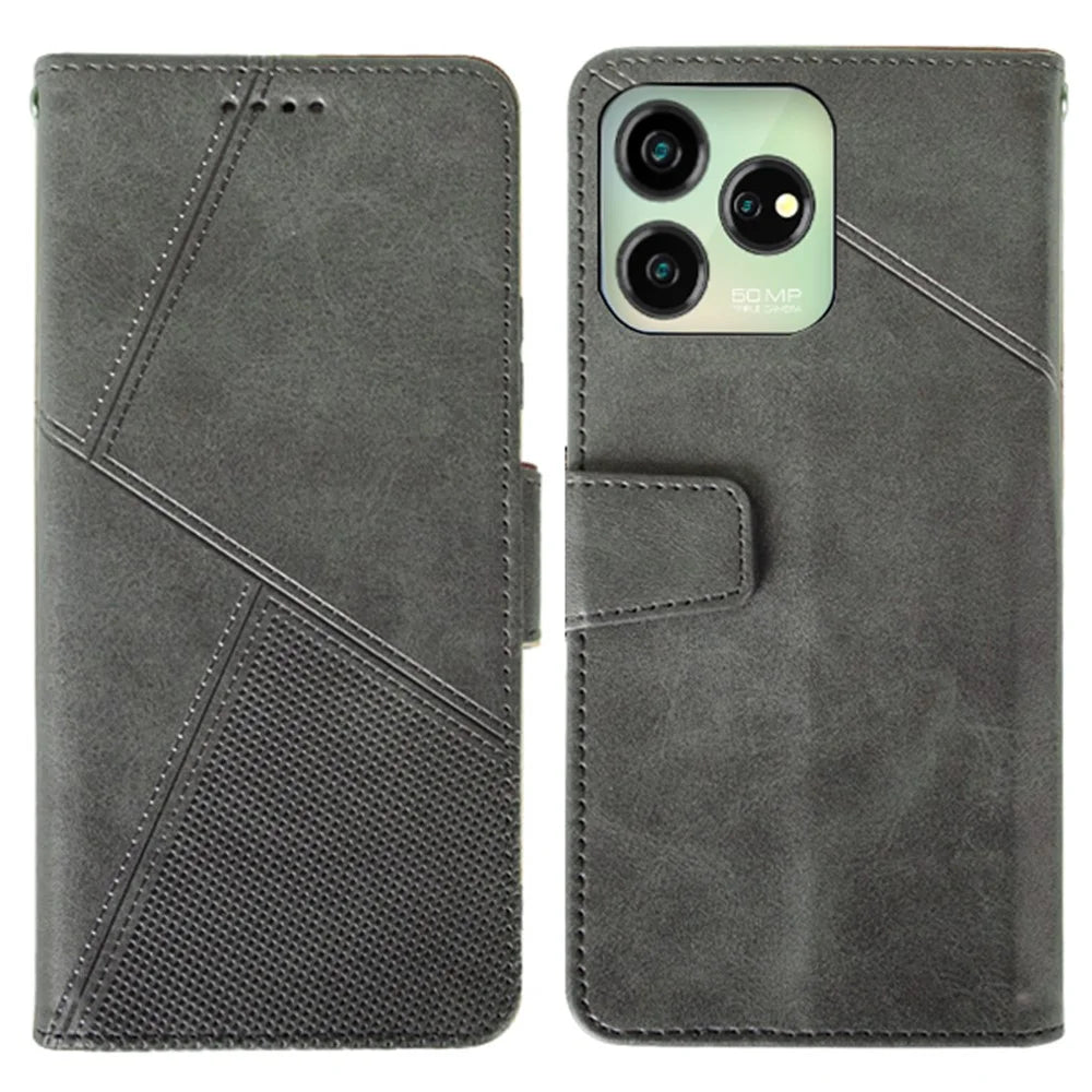 IDEWEI For ZTE Axon 50 Lite Magnetic Phone Case Scratch-proof Leather Cover with Card Holder - Black - 1