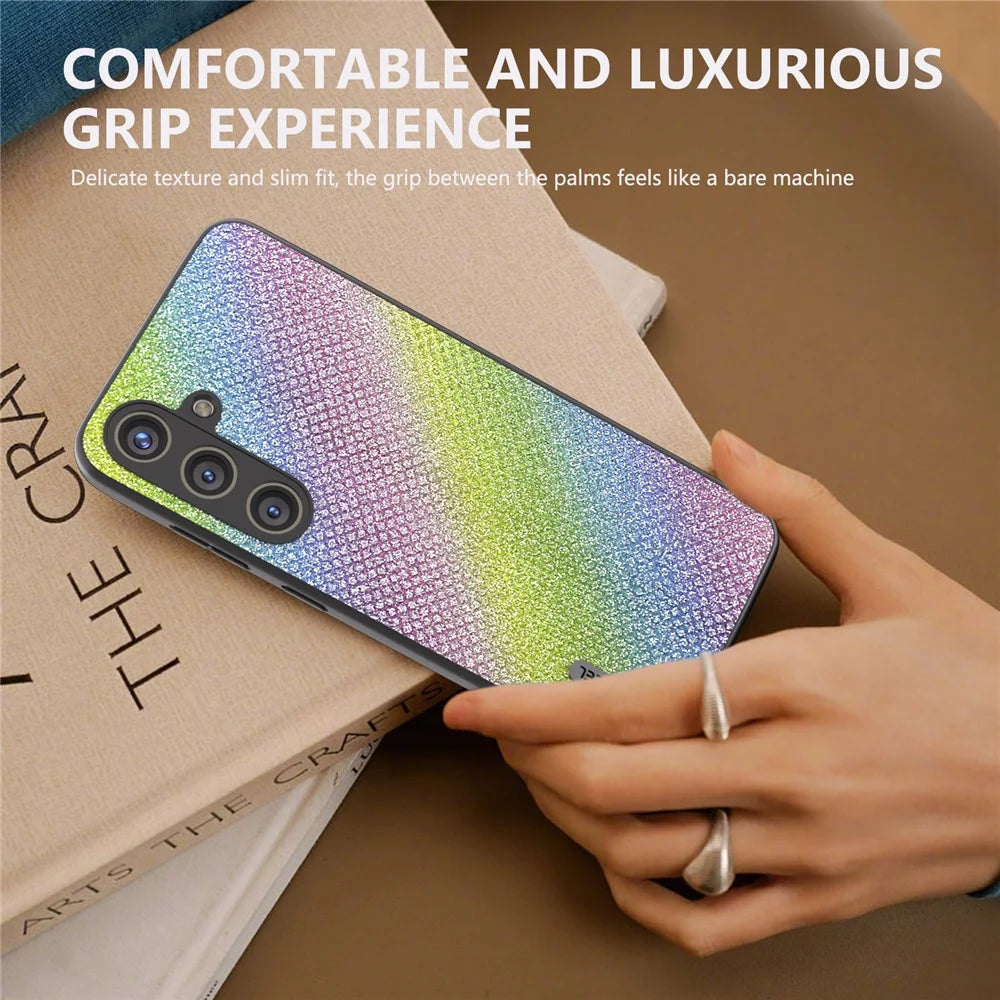 ABEEL For Samsung Galaxy S24+ Protective Phone Cover Rhinestone Texture Leather Back Case - Multi-color - 5
